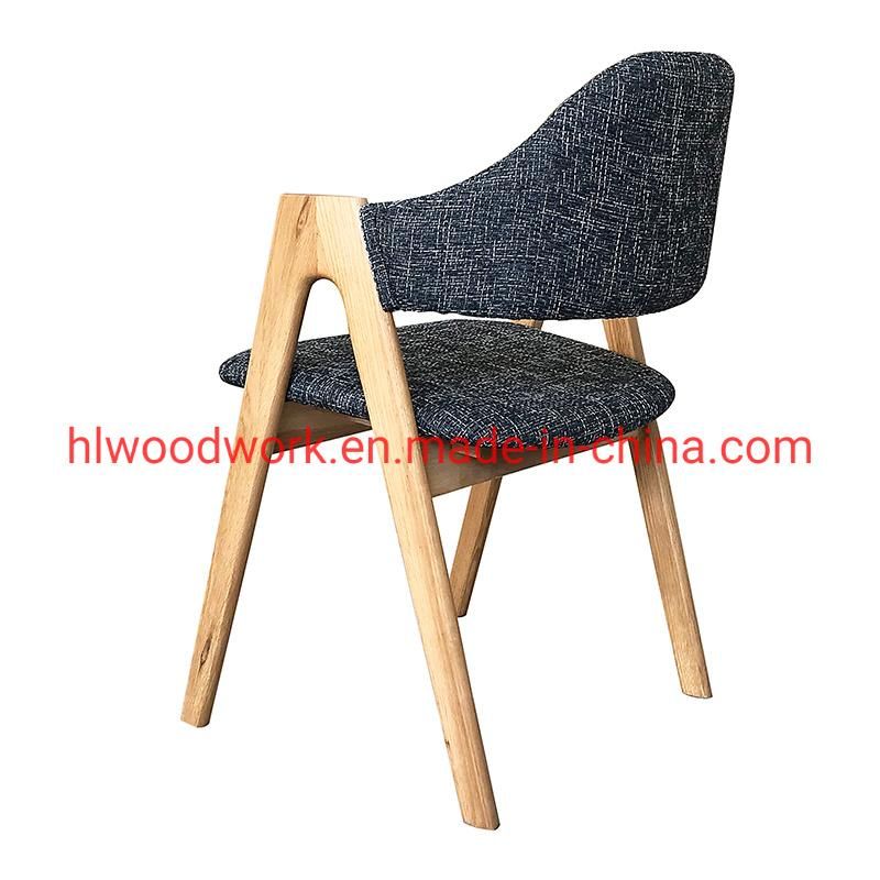 Dining Room Furniture Oak Wood Tai Chair Oak Wood Frame Natural Color Grey Fabric Cushion and Back Dining Chair Coffee Shop Chair