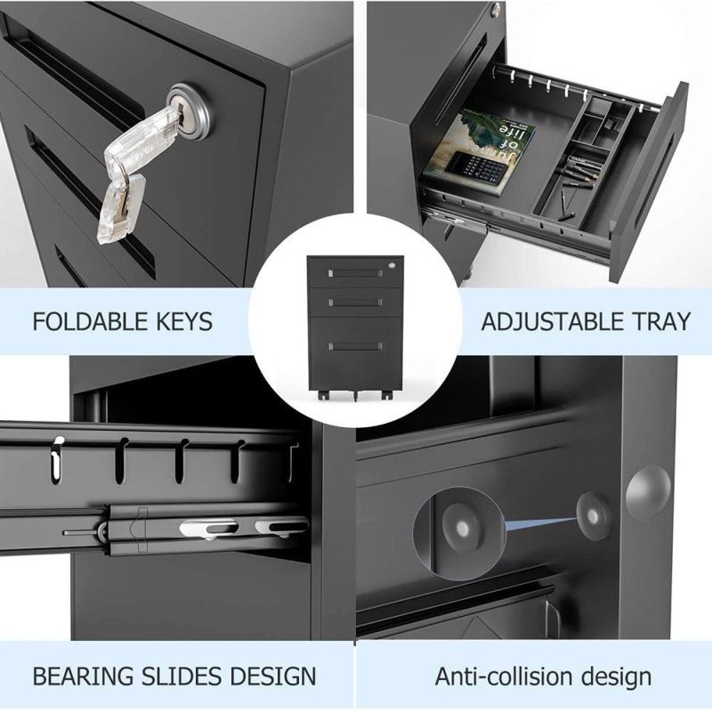 Gdlt Office Furniture Under Desk Filing Cabinet Vertical White 3 Drawer Mobile Cabinet