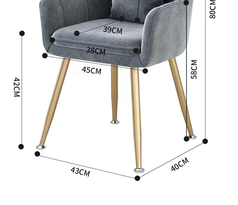 Okay Nordic Style Design Modern Room Furniture Velvet Metal Leg Dining Chair