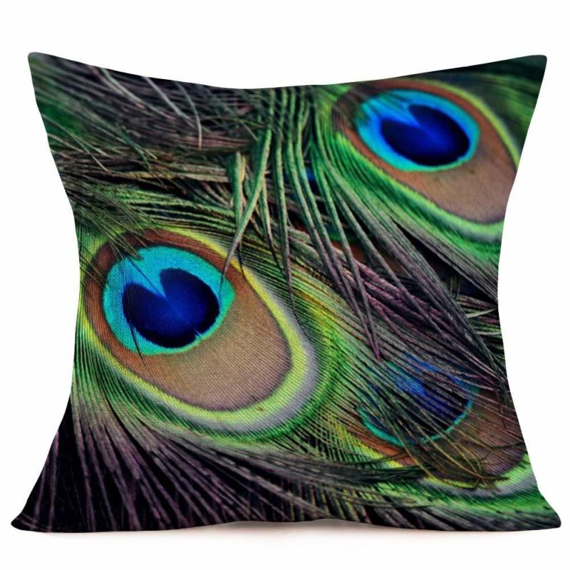 Fashion Feather Digital Printing Design Soft Cushion on Sofa 100% Cotton Linen Fabric Chair Cushion Pillow Case Daily Use Cushion Cover