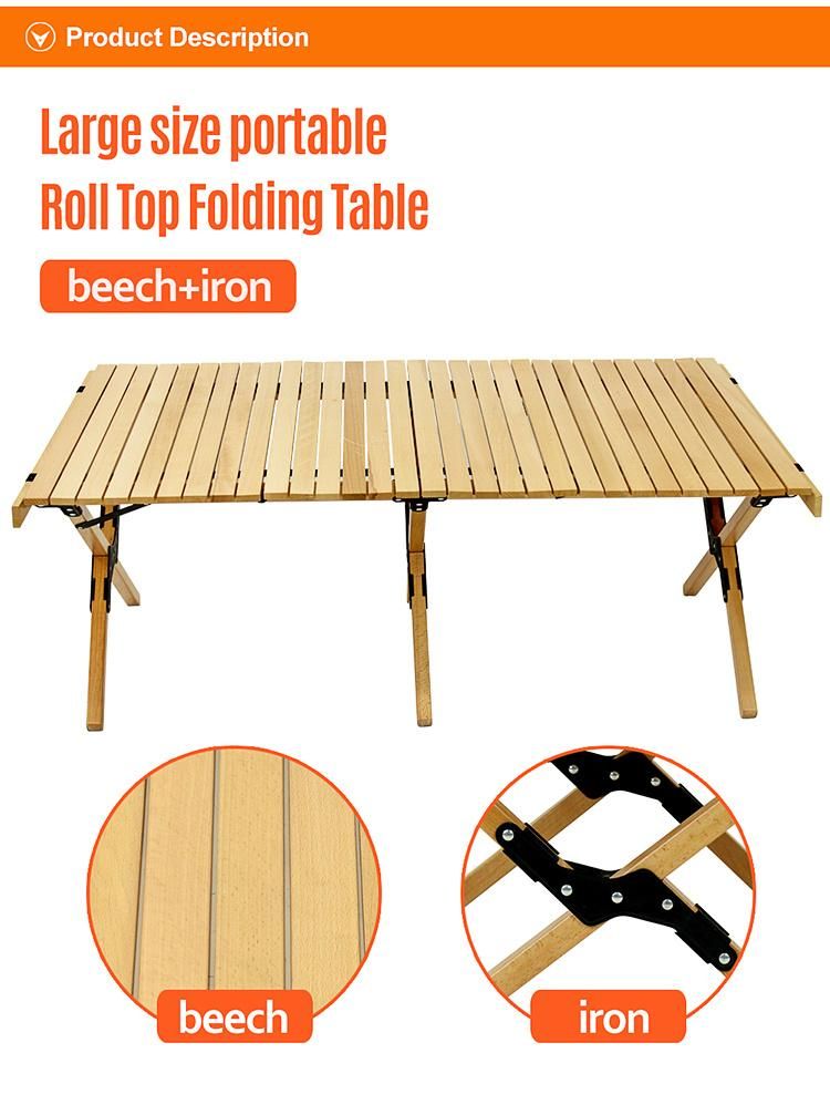 Outdoor Portable Wooden Table Folding Picnic Table Foldable Beach Table