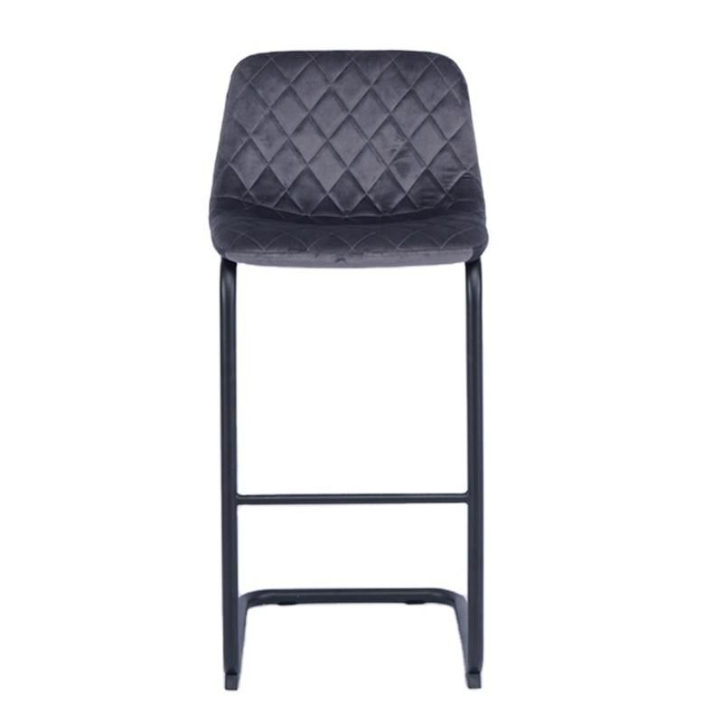 Nordic Style Modern Design Breakfast Kitchen Pub Cafe Barstools Velvet Fabric Bar Chair with Anti-Slip Pad