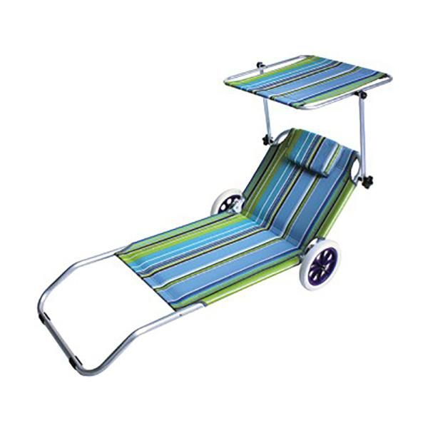 Red Aluminum Folding Beach Bed with Sun Shade