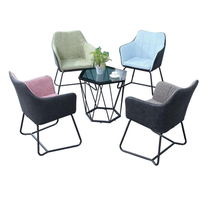 Home Living Room Furniture Fabric Velvet Black Metal Legs Dining Room Chair for Restaurant Chair