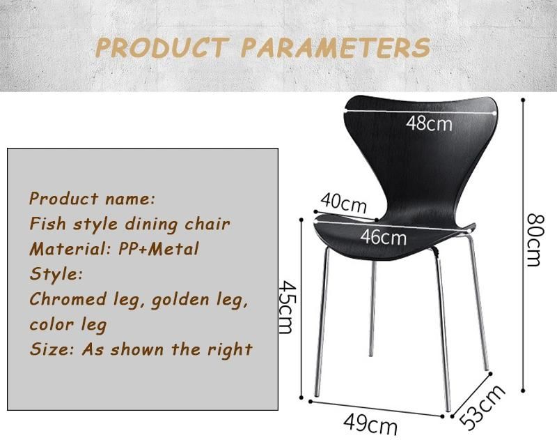 Modern Nordic Outdoor Furniture PP Plastic Chair Cheap PP Dining Chair with Chrome Plated Metal Legs