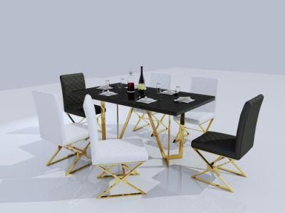 Modern Stainless Steel Hotel Restaurant Dining Set Rectangular Large Dining Table