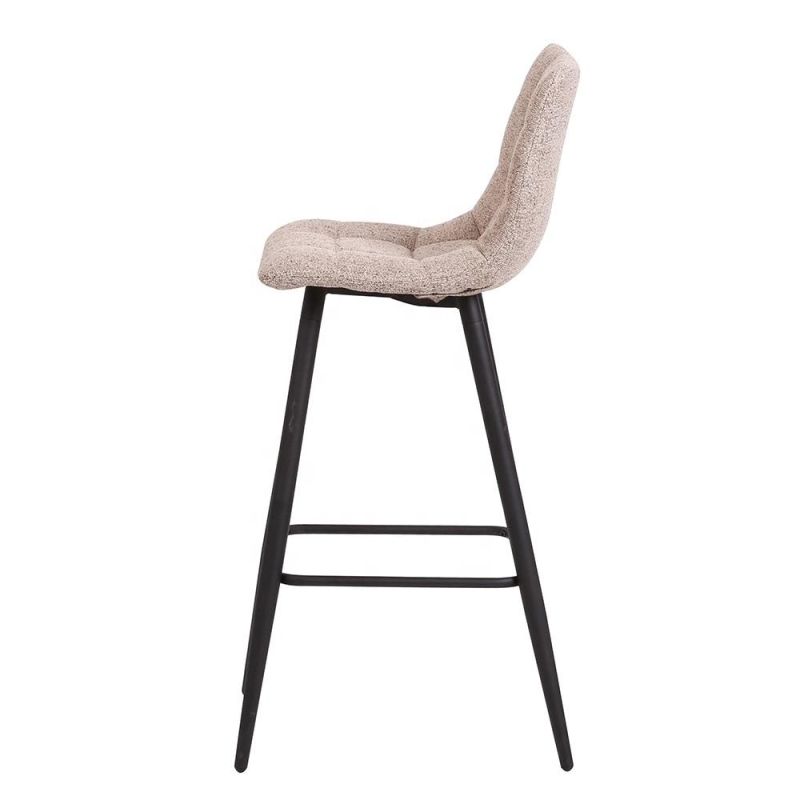 Modern Counter High Back Tall Bar Stool Velvet Fabric Breathable Comfortable Wear-Resisting Bar Chair for Kitchen Breakfast