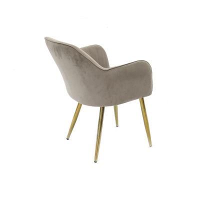 Nordic Home Bedroom Cafe Bar Furniture Velvet Fabric Dining Chair with Gold Legs