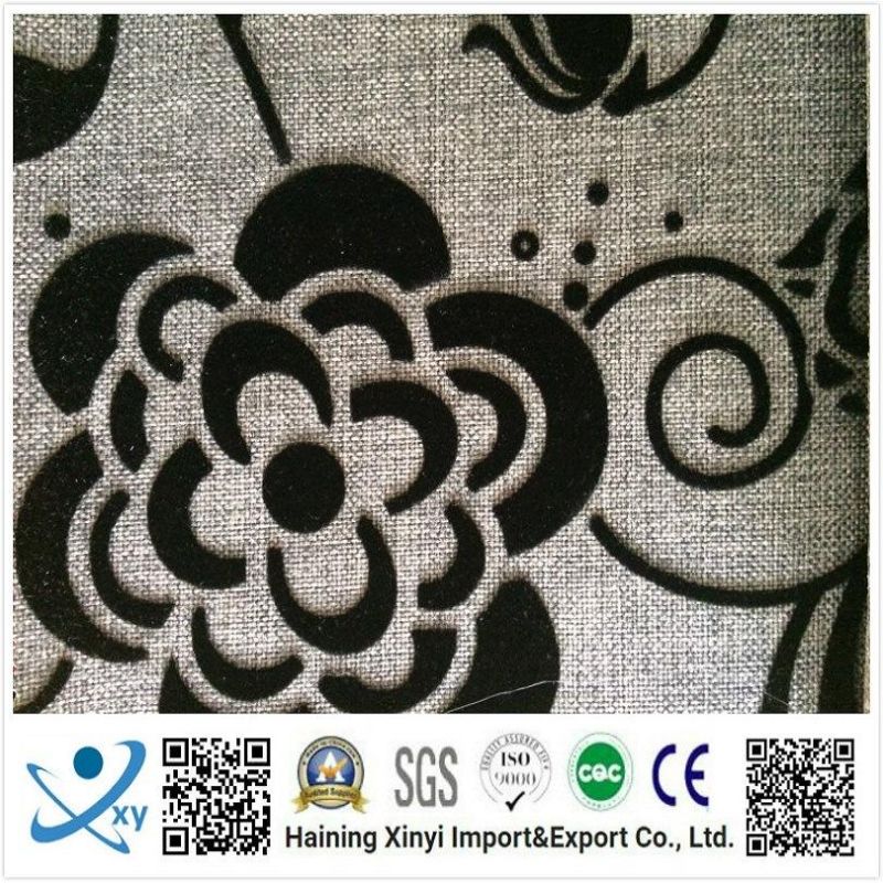 100% Polyester Material and Flocked Pattern Sofa Fabric