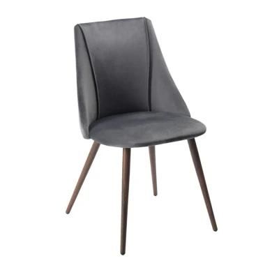 Modern Design Style Upholstered Transfer Metal Leg Velvet Wooden Leg Dining Chairs