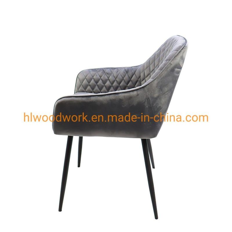 Living Room Furniture Wholesale Factory Home Furniture Fabric Steel Tube Leg Metal Dining Chair Dining Room Furniture Luxury Metal Legs Upholstered Dining Chair