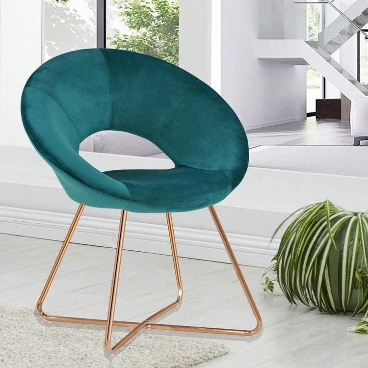 Modern Style Upholstered Velvet Metal Legs Office 2021 Hot Sale Fabric Nordic Fashionable Restaurant Dining Chairs