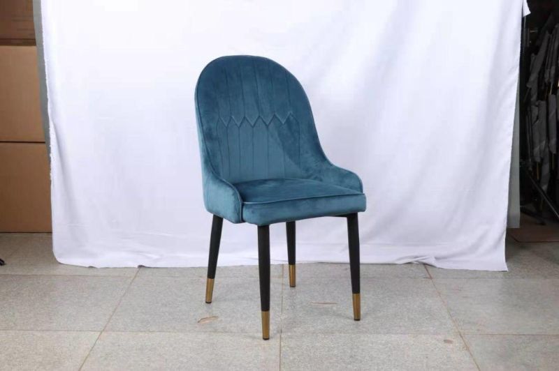 European Comfortable High Quality Fabric Dining Chairs with Metal Legs