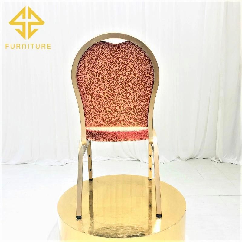 Wholesale Cheap Hotel Party Stackable Aluminium Fabric Upholstered Padded Throne Banquet Chair for Banquet Hall Wedding Events