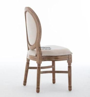 Stackable Beige Linen Fabric Tufted Louis Chair for Events