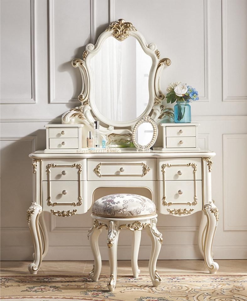 Modern Simple Metal Frame Dresser Table with Mirror and Drawers