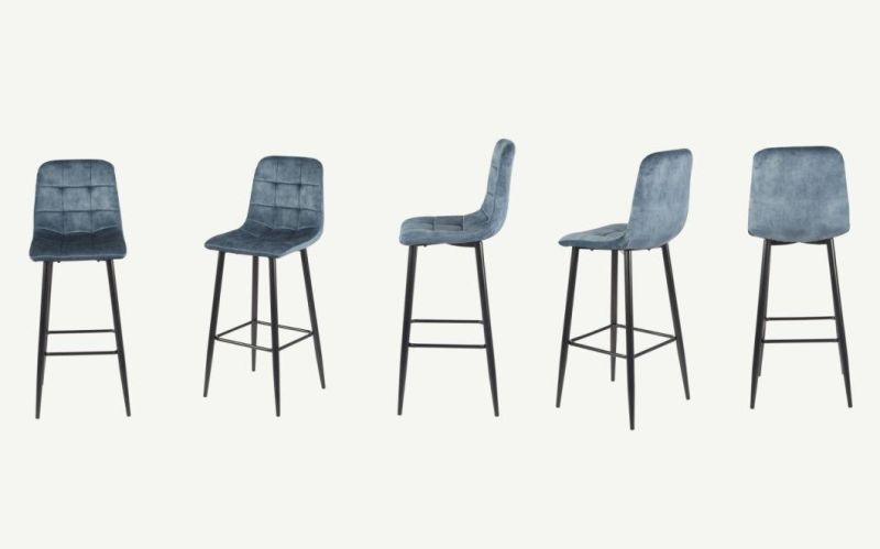 Kitchen Traditional Industrial Metal Leg Upholstered PU Leather Counter Height Stools Bar Chair