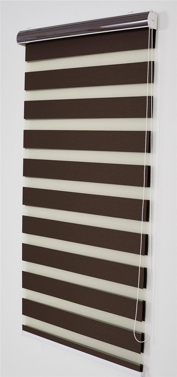 Horizontal Window Shade Blind Zebra Dual Roller Blinds Treatments Window Custom Cut to Size Dark Brown Curtains for Living Room