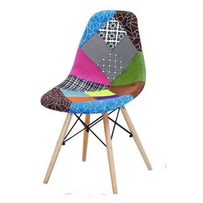 Cheap Price Modern Custom Fabric Cover Patchwork Chair Beech Legs Modern Dining Chair