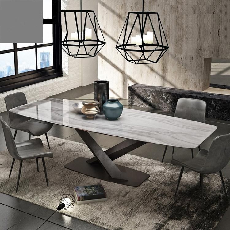 Modern Leisure Wooden Rivet Hairpin Industrial Fixed Dining Table Black