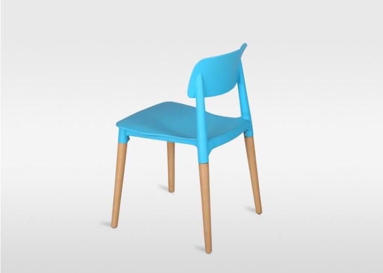 Popular Customized Nordic Rustic Stacking Plastic Seat Solid Beech Wood Dining Chair