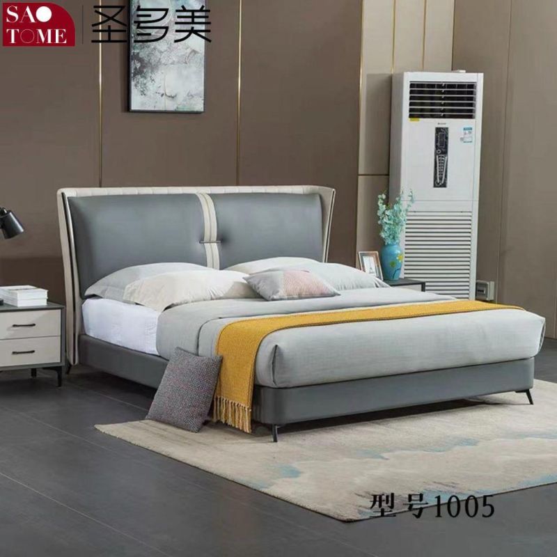 Modern off-White Leather 1.5m 1.8m Double Bed