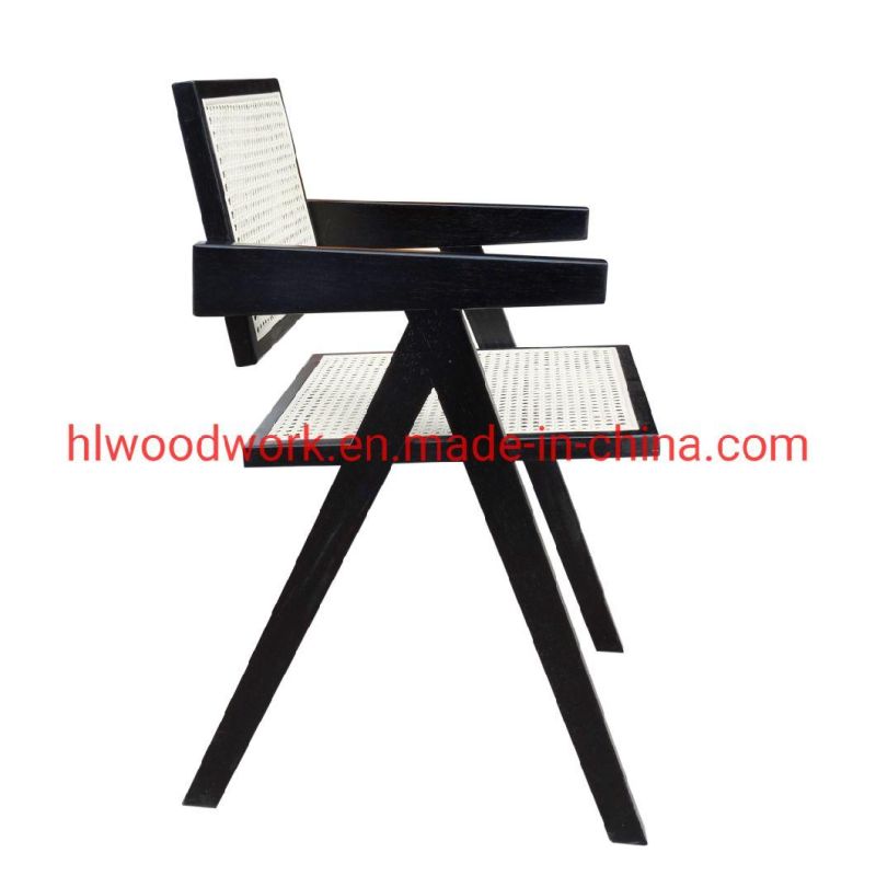 Resteraunt Chair K Style Rattan Chair Natural Color Ash Wood Frame Black Color