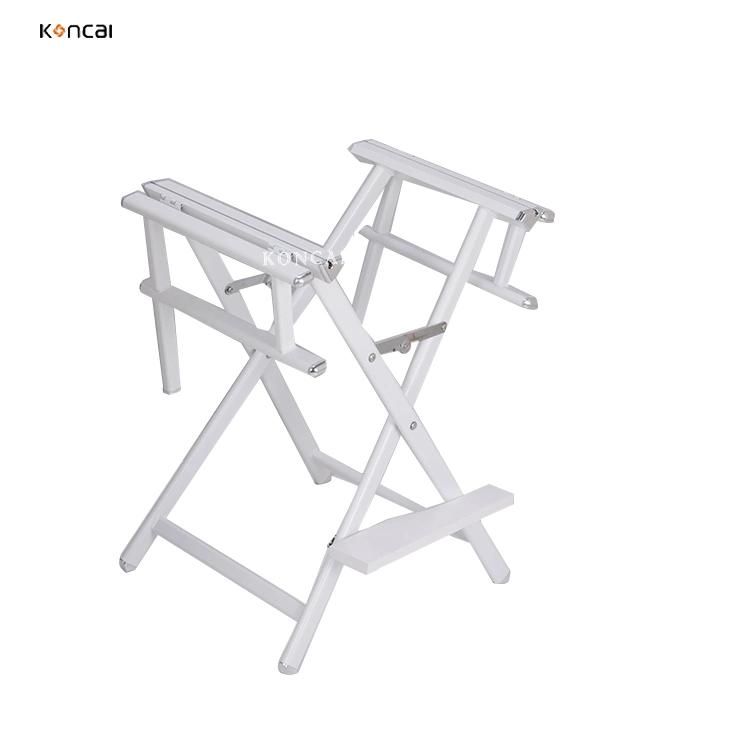 Koncai Pure White Fabric Aluminium Makeup Folding Chair for Hairdressers Make up Artist