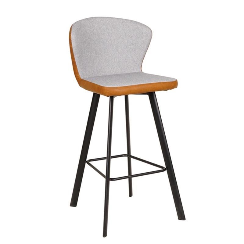 Wholesale Metal Tube High Legs Spy Fabric Front PU Back Modern Bar Chair