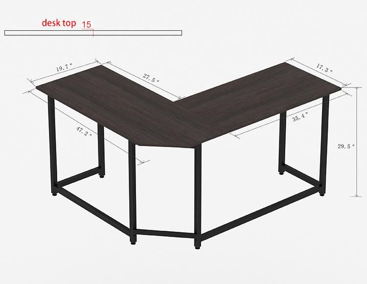 Modern Computer Desk L Shaped Study Office Furniture Wood Officetable Tube Computer Table