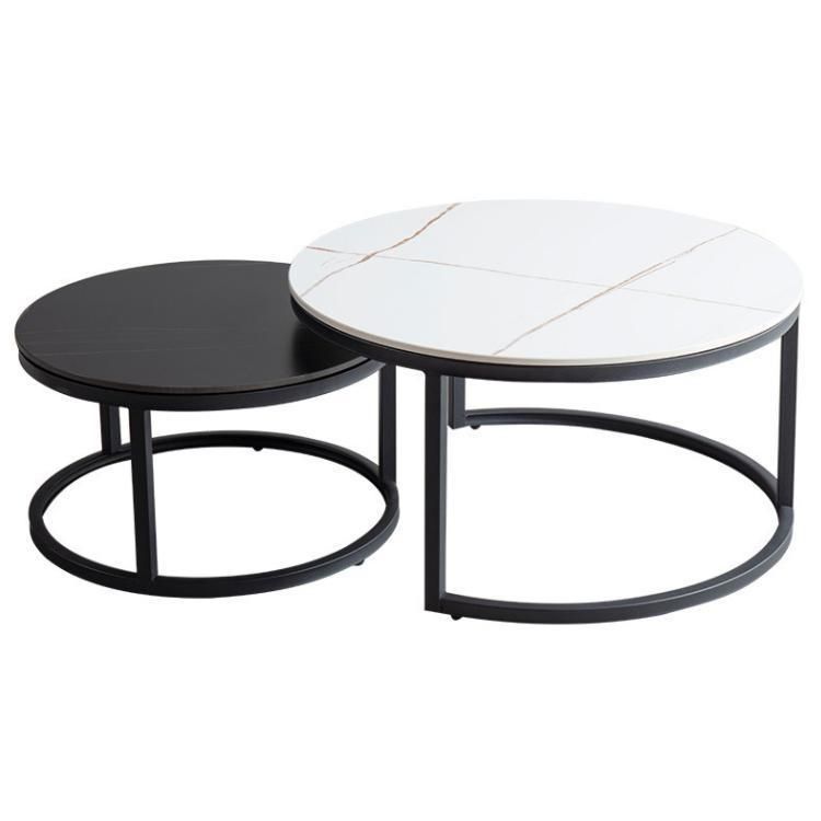 Hot Sale Modern Style Home Dining Furniture Coffee Steel Restaurant Wholesale Tea Table Set Metal Iron Legs Marble Top Coffee Table