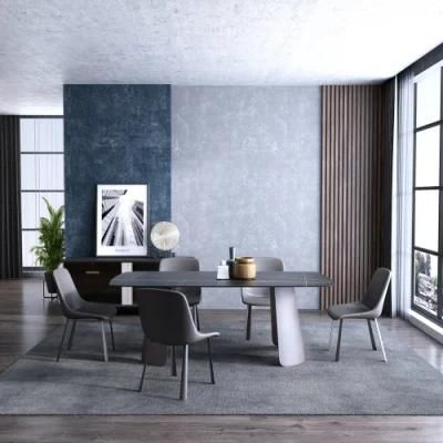 Factory Supply Modern Restaurant PU Leather Dining Chairs Dinner Room Furniture Marble Dining Table