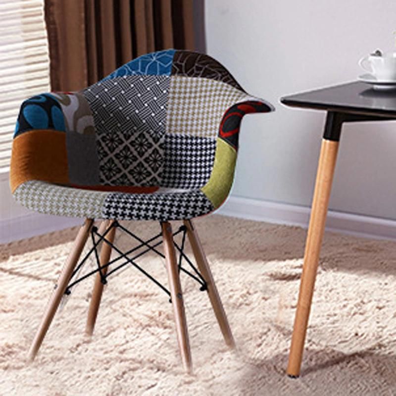 Modern Furniture Restaurant Patchwork Fabric Dining Chair with Armchair