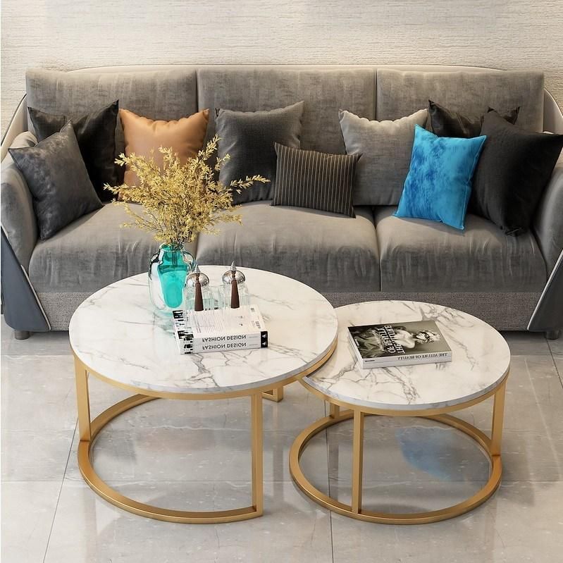 Hot Sale Modern Style Home Dining Furniture Coffee Steel Restaurant Wholesale Tea Table Set Metal Iron Legs Marble Top Coffee Table