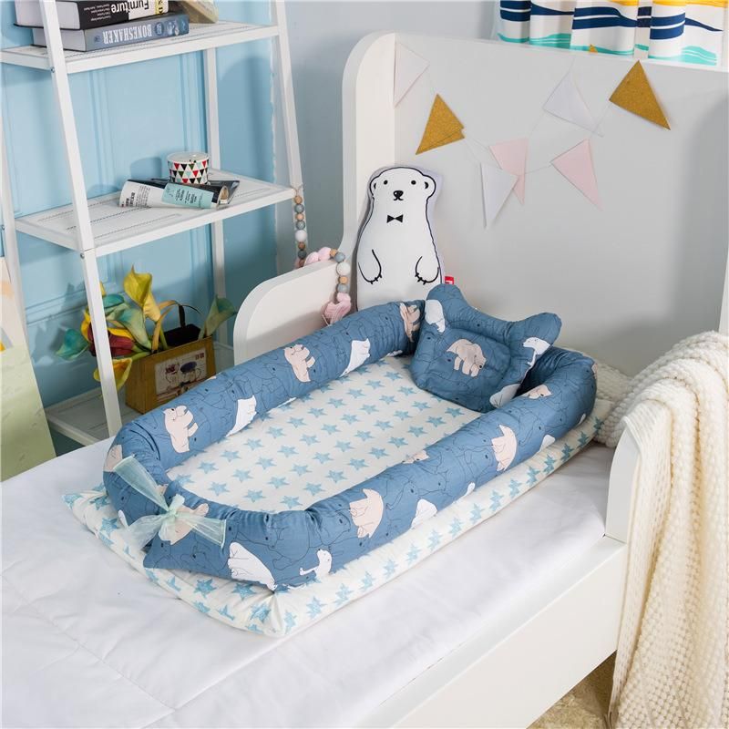 100% Cotton Portable Crib Baby Nest Bed Lounger Multifunction Breathable Deep Sleeping Baby Bed in Bed