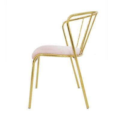 Wholesale Dining Furniture Gold Chrome Iron Legs Dining Chair Velvet Fabric Chair