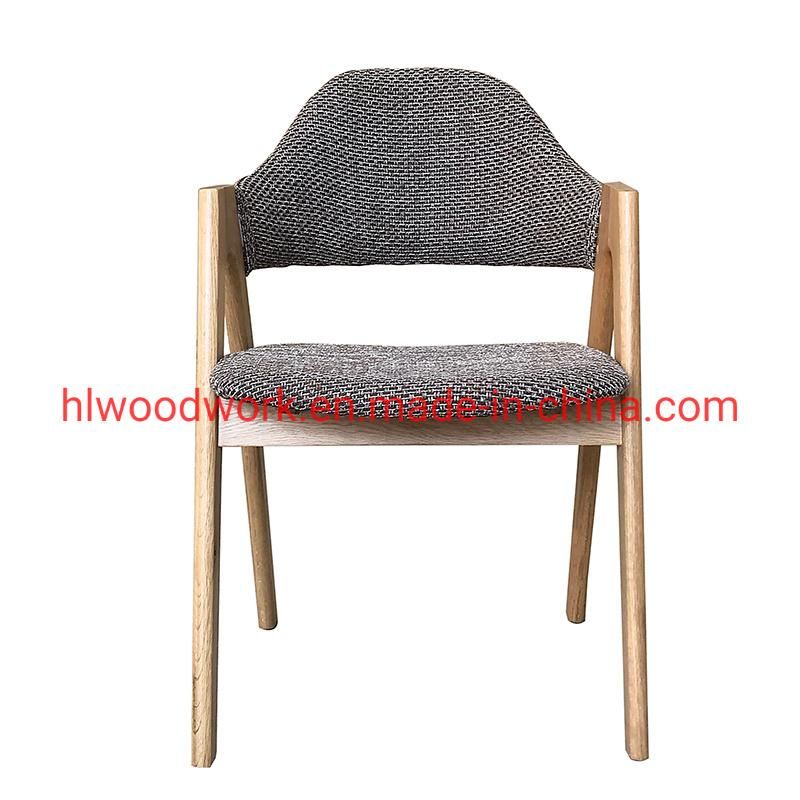 Oak Wood Tai Chair Oak Wood Frame Natural Color Brown Fabric Cushion and Back Dining Chair Coffee Shop Chair Hoom Chair Office Chair