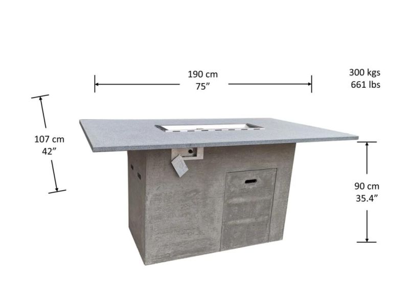 Customzied High Quality Propane Gas Fire Pit Table with Stone Tabletop