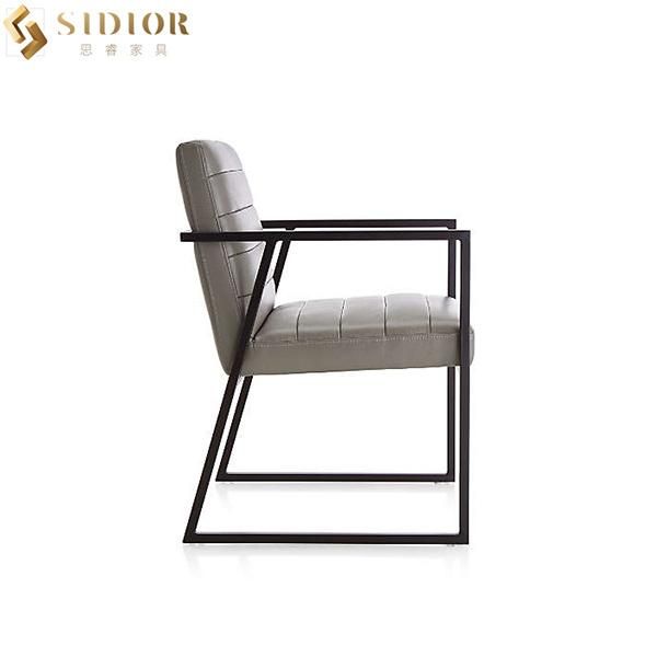 Modern Grey Metal Legs PU Leather Upholstery Restaurant Chair Customized