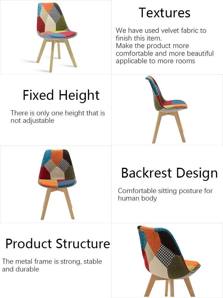 Colorful Upholstered Fabric Wooden Legs Tulip Dining Chair