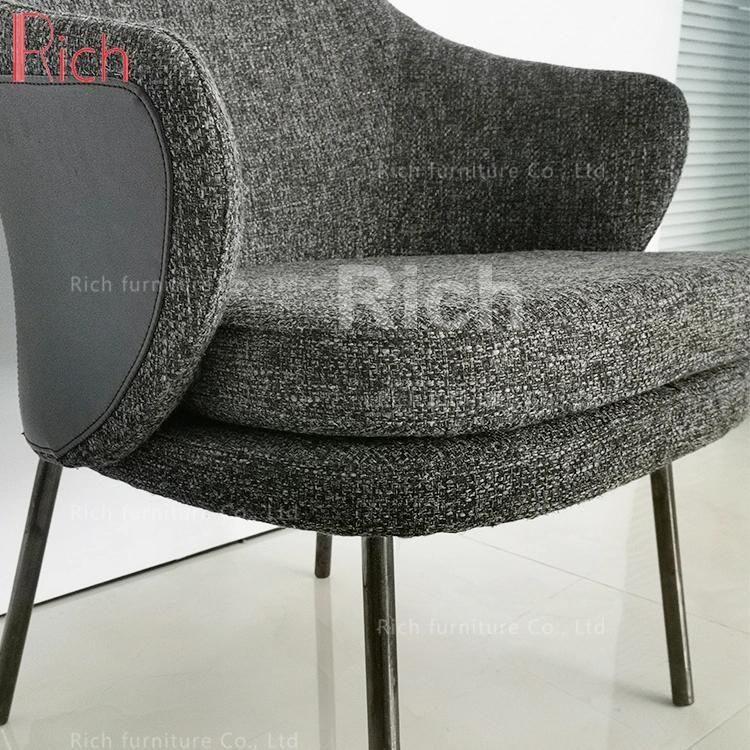 Nordic Modern Stainless Steel Dining Room Chairs Modern Italian Chrome Leg Fabric Leather Dining Chair for Restaurant