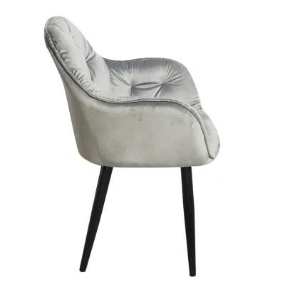 Modern Industrial Style Home Use High Quality Luxury Metal Legs Fabric Velvet Dining Chair