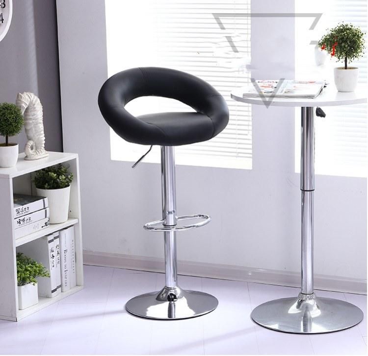 Cheap Modern Swivel Chairs with PU Seat Bar Stool Adjustable Chrome Bar Chair with Footrest